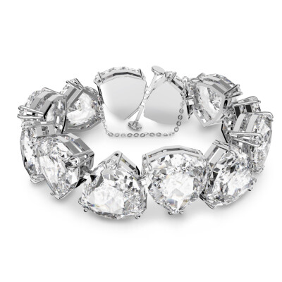 Swarovski - Braccialetto Millenia, Taglio Trilliant, Bianco, Placcato rodio