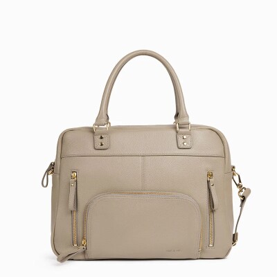 Sac cabas nat & nin Macy Grège - Cuir grainé