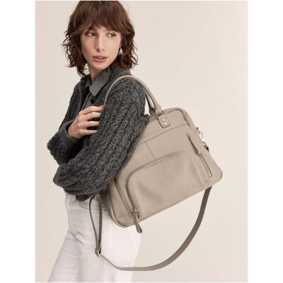 Sac cabas nat & nin Macy Grège - Cuir grainé