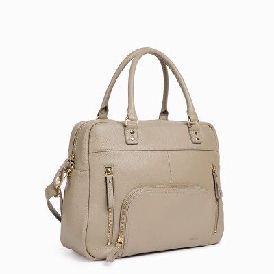 Sac cabas nat & nin Macy Grège - Cuir grainé