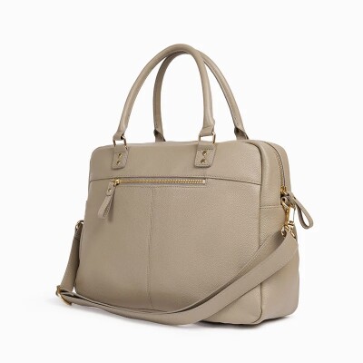 Sac cabas nat & nin Macy Grège - Cuir grainé