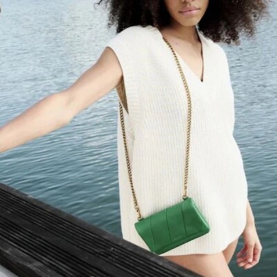 Pochette nat & nin Max Menthe - Cuir lisse