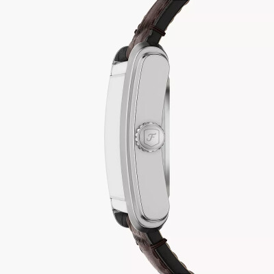 Montre Carraway automatique en cuir façon croco, marron