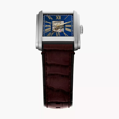 Montre Carraway automatique en cuir façon croco, marron