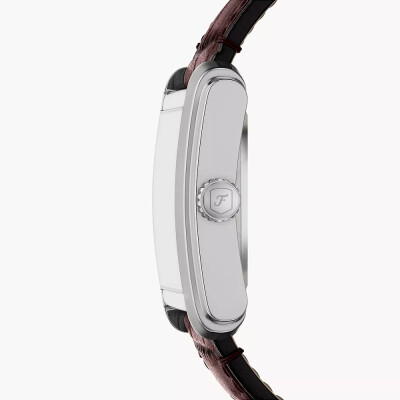 Montre Carraway automatique en cuir façon croco, marron