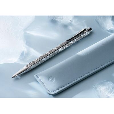 Set Stylo Bille Ecridor™ Alpine Frost & Étui Bleu Polaire en cuir
