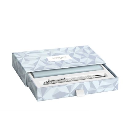 Set Stylo Bille Ecridor™ Alpine Frost & Étui Bleu Polaire en cuir