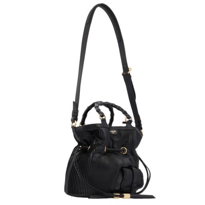 Sac à main seau Premier Flirt de Lancel M textile effet plissé Noir
