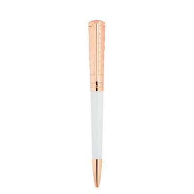 Stylo Bille ST Dupoent Liebrté "Her" laque blanche et or rose