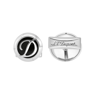 Boutons de manchettes ST Dupont Logo D laqué noir en acier