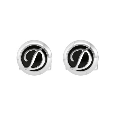 Boutons de manchettes ST Dupont Logo D laqué noir en acier