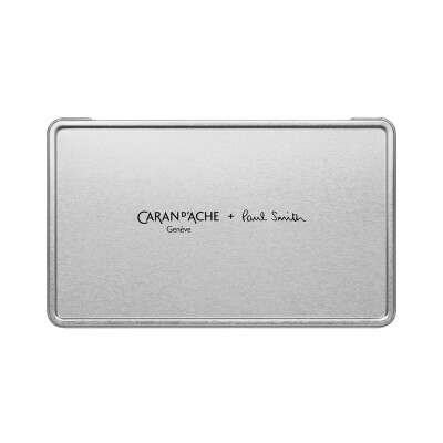 Set Stylo Bille CARAN D'ACHE Ecridor™ Paul Smith Gris Argenté & Étui en Cuir Noir