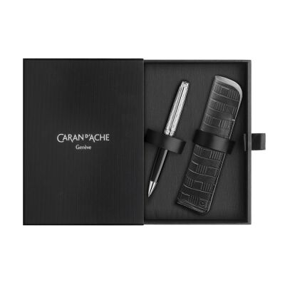 Set Stylo Bille Léman™ Damier & Étui Noir en Cuir