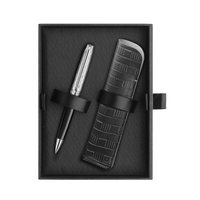 Set Stylo Bille Léman™ Damier & Étui Noir en Cuir