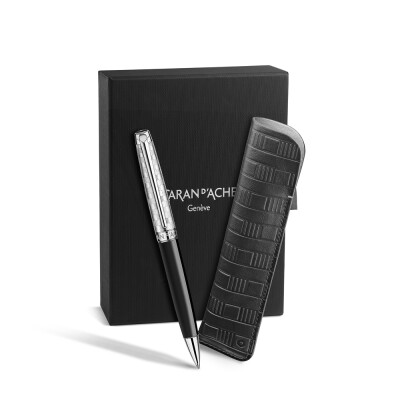 Set Stylo Bille Léman™ Damier & Étui Noir en Cuir