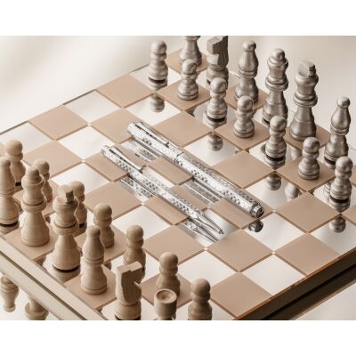 Stylo Plume Ecridor™ Damier Gris Argenté (M)