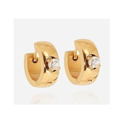 Boucles D’oreilles Créoles Mini BOA, Acier Doré, Oxyde de zirconium