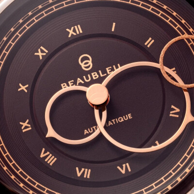 Montre BeauBleu La Pièce N.1 moka bracelet en cuir marron grainé