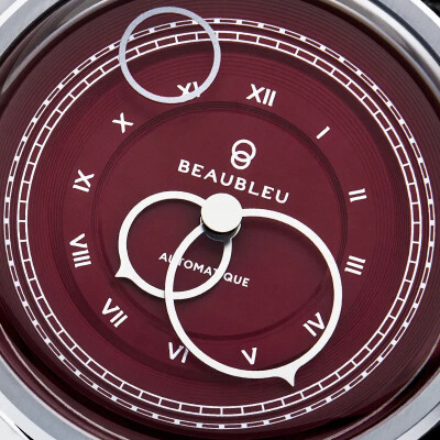 Montre BeauBleu La Pièce N.1 lie de vin bracelet en cuir noir grainé