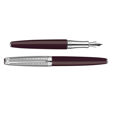 Set Stylo Plume taille M Léman™ Toile de Jouy & Étui en Cuir Bordeaux