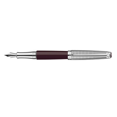 Set Stylo Plume taille M Léman™ Toile de Jouy & Étui en Cuir Bordeaux