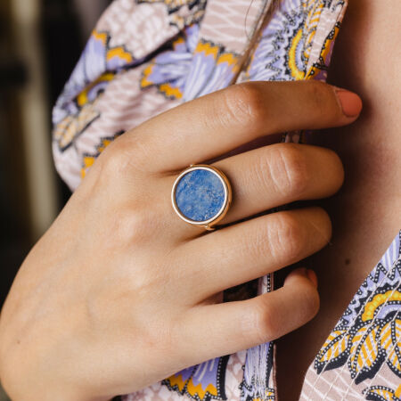 Bague GINETTE NY DISC RINGS EVER en or rose et lapis