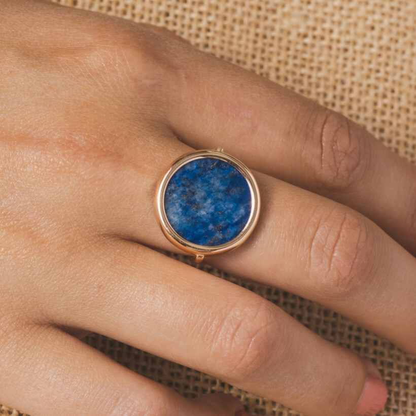 GINETTE NY DISC RINGS EVER ring, rose gold and lapis