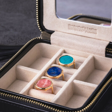 Bague GINETTE NY DISC RINGS en or rose et turquoise traitée