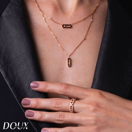 Messika Move Uno double row necklace, rose gold, diamonds