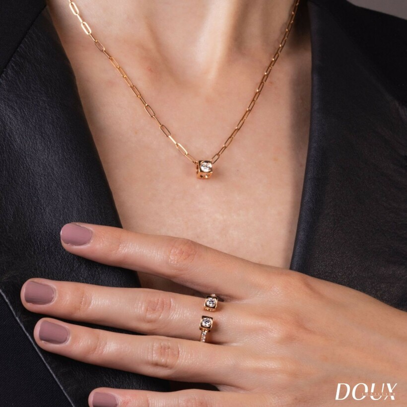 dinh van Le Cube Diamant ring, rose gold, diamonds, large size