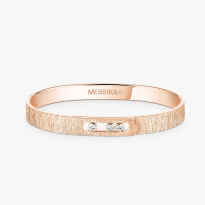 Messika Move Noa ciselé bangle bracelet, pink gold and diamonds
