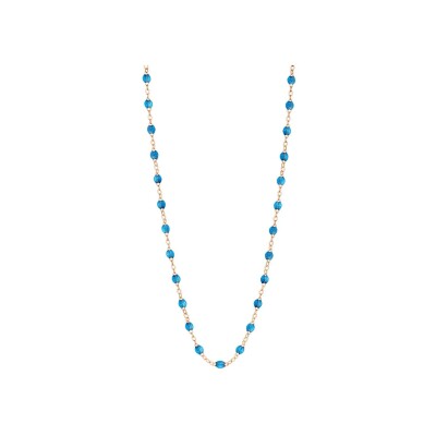 Collier Gigi Clozeau Classique en or rose et résine azur, taille 60cm