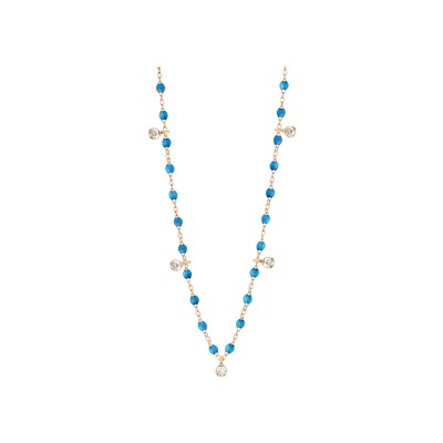 Collier Gigi Clozeau Gigi Suprême en or rose, résine azur et diamants, taille 45cm
