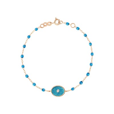 Bracelet Gigi Clozeau Etoile du Nord en or rose, résine azur et diamants, taille 17cm