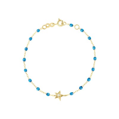 Bracelet Gigi Clozeau Etoile en or jaune, résine azur et diamants, taille 17cm