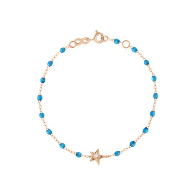 Bracelet Gigi Clozeau Etoile en or rose, résine azur et diamants, taille 17cm