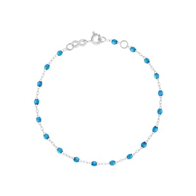 Bracelet Gigi Clozeau Classique en or blanc et résine azur, taille 19cm