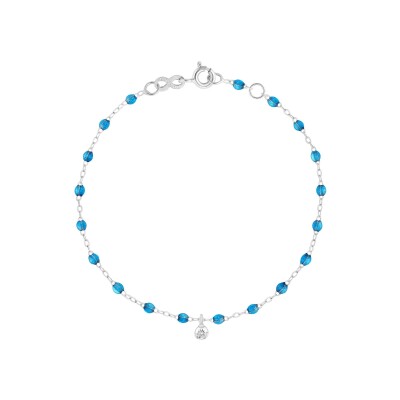 Bracelet Gigi Clozeau Gigi Suprême en or blanc, résine azur et diamants, taille 17cm