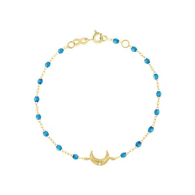 Bracelet Gigi Clozeau Lune en or jaune, résine azur et diamants, taille 17cm