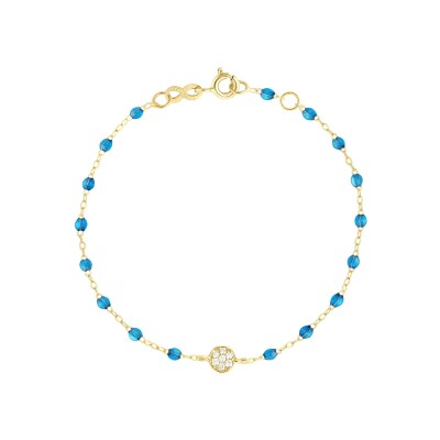 Bracelet Gigi Clozeau Puce en or jaune, diamants et résine azur, taille 17cm