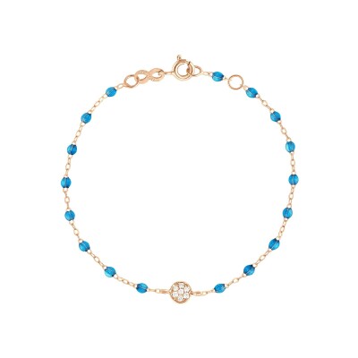Bracelet Gigi Clozeau Puce en or rose, diamants et résine azur, taille 17cm