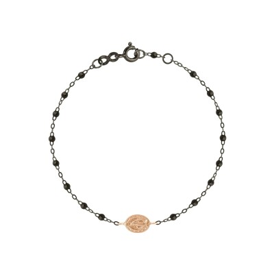 Bracelet Gigi Clozeau Madone en or noir, or rose et résine noire, taille 17cm