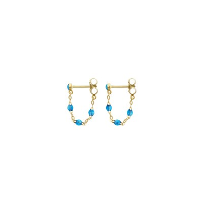 Boucles d'oreilles Gigi Clozeau Classique en or jaune et résine azur