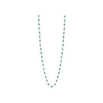 Sautoir Gigi Clozeau Classique en or rose et résine azur, taille 86cm