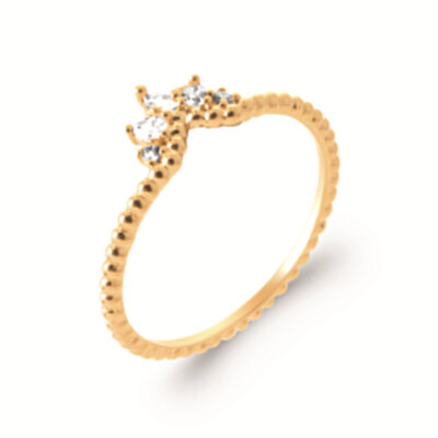 Bague – Couronne Perlée & Éclat Marquise