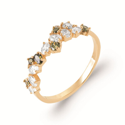 Bague – Ondulation Étincelante & Duo de Cristaux