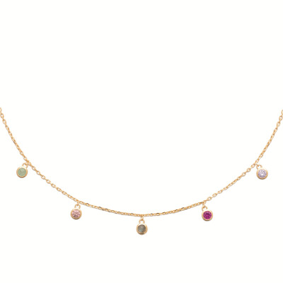 Collier ALYAH – Cascade de Pierres de Couleur & Or Solaire