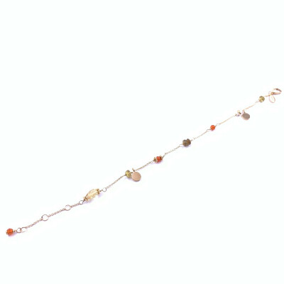 Bracelet en or rose, citrine, tourmaline et cornaline