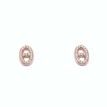 Boucles d'oreilles en or rose et diamants