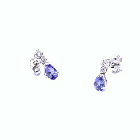 Boucles d'oreilles en or blanc, tanzanites et diamants